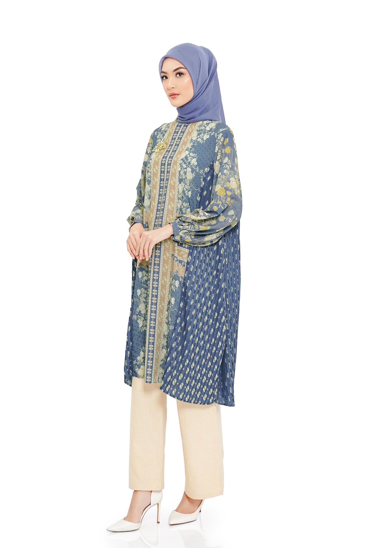 Queena Pleated Tunic - Blue