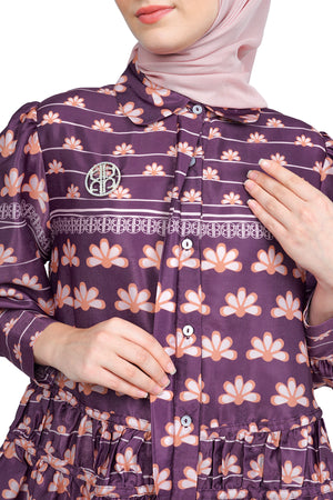 Quirky Peplum Shirt - Burgundy