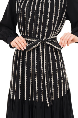 River Embroidery Dress - Black