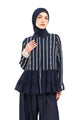 River Embroidery Ruffled Shirt - Navy