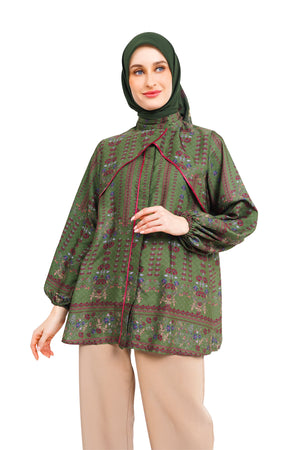 Raudhah Overlap Shirt - Green