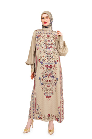 Raudhah Puffy Sleeve Dress - Khaki