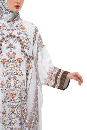 Raudhah Raya Abaya Dress - White