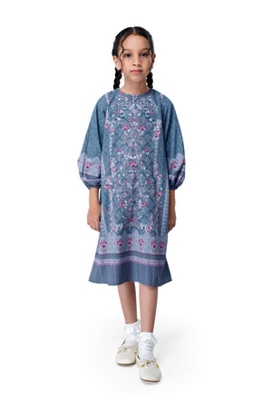 Raudhah Raya Kids Dress - Denim