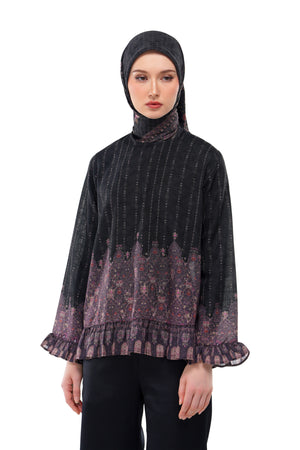 Raudhah Raya Ruffle Blouse - Black