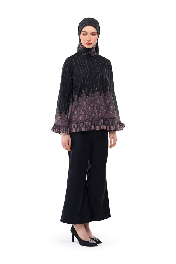 Raudhah Raya Ruffle Blouse - Black