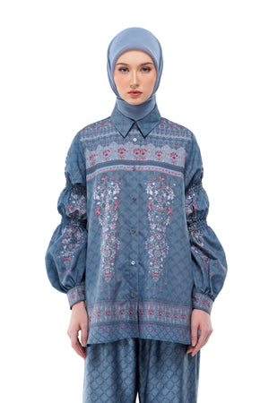 Raudhah Raya Smock Sleeve Shirt - Denim