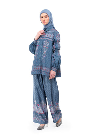Raudhah Raya Smock Sleeve Shirt - Denim