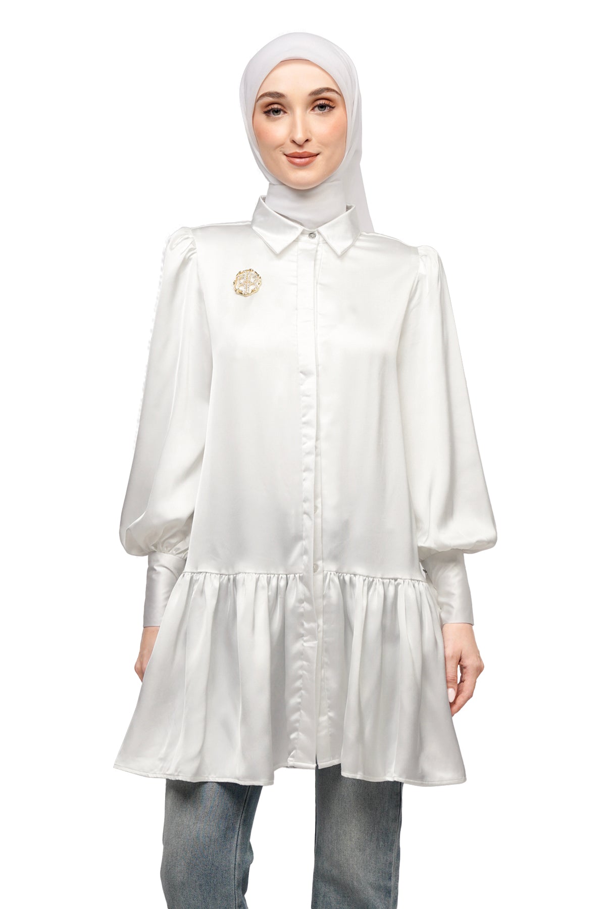 Belvie Peplum Shirt - White