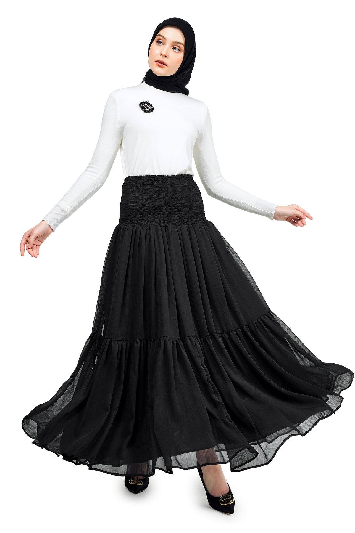 Cessa Tiered Skirt - Black - Nada Puspita