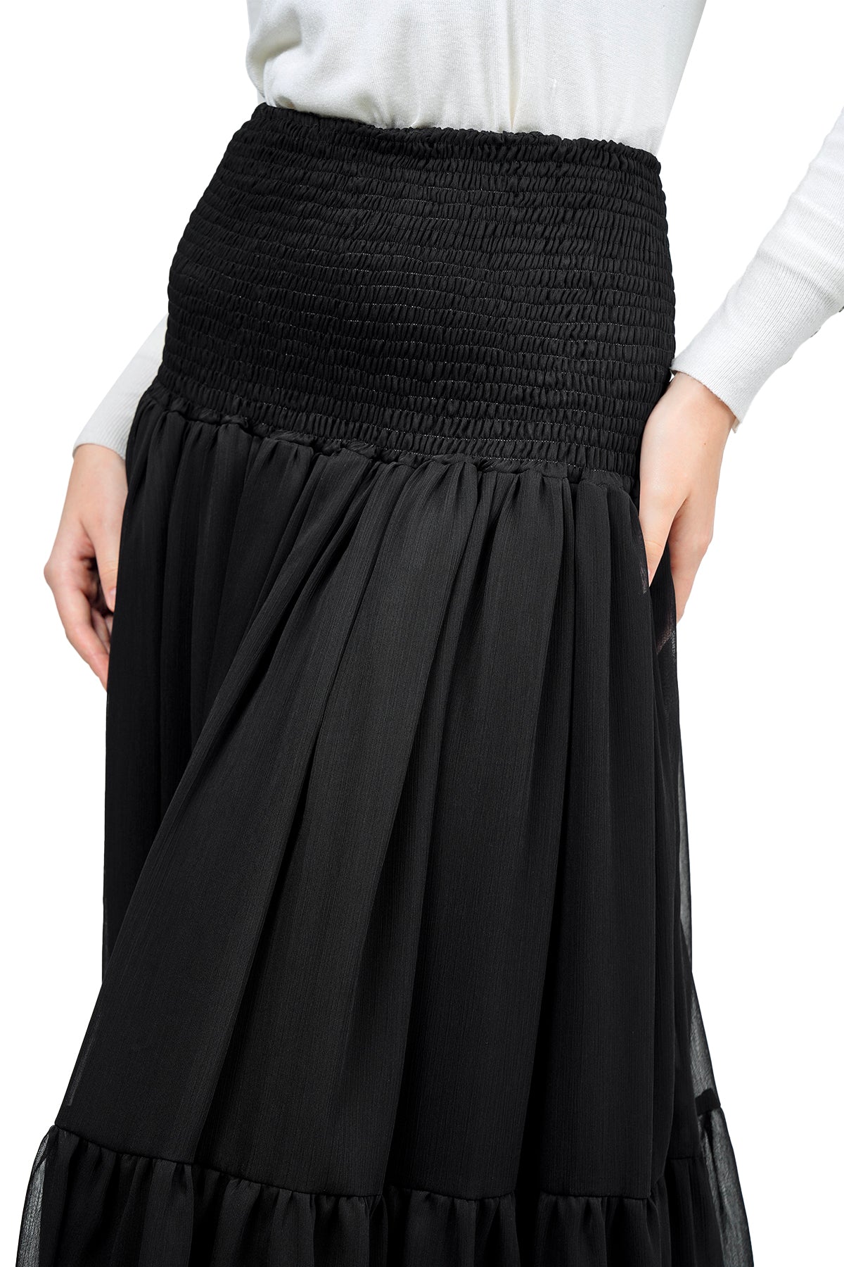 Cessa Tiered Skirt - Black - Nada Puspita