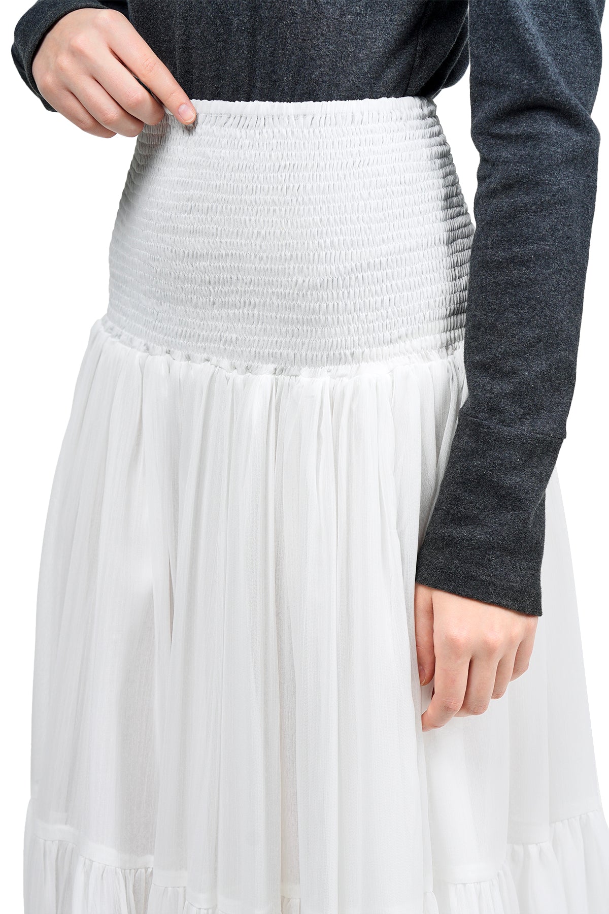 Cessa Tiered Skirt - White - Nada Puspita