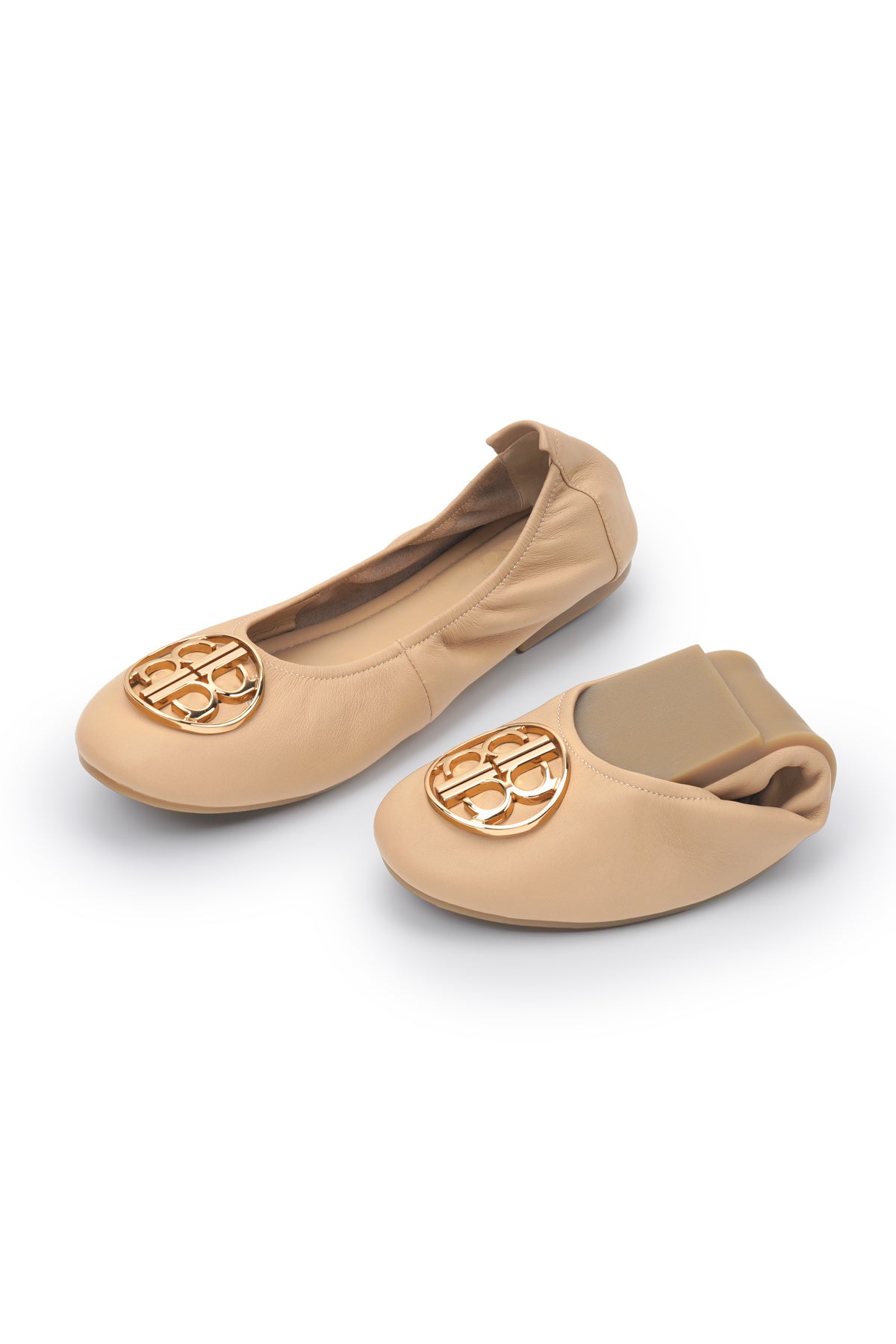 Roll Up Ballet Shoes - Beige