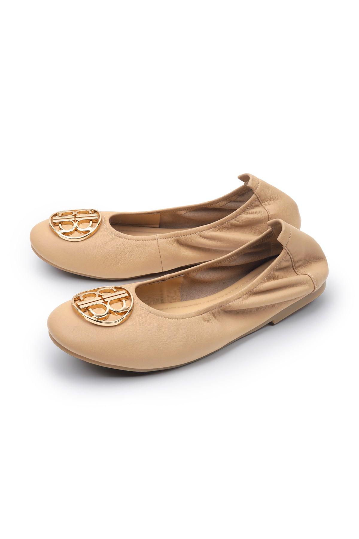 Roll Up Ballet Shoes - Beige
