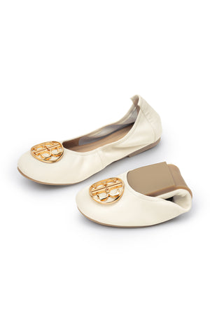 Roll Up Ballet Shoes - White