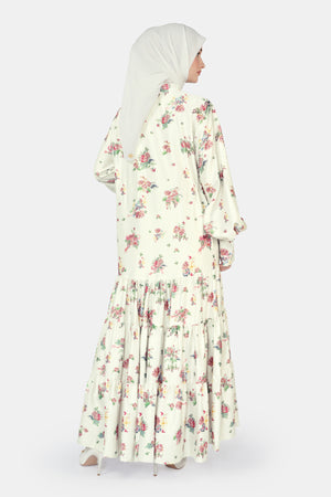 Romantic Eid Ruffle Dress - Cream