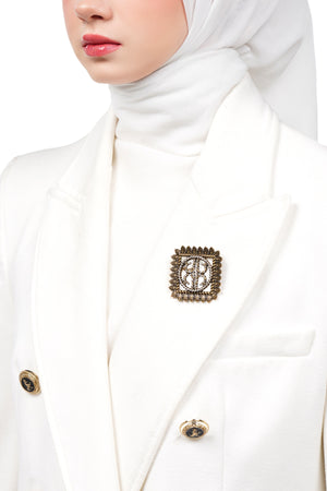 Royal Square Brooch - Antique Gold
