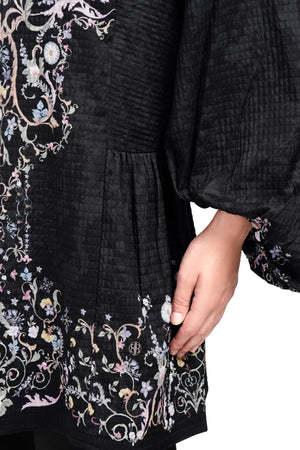 Serenata Gathered Blouse - Black