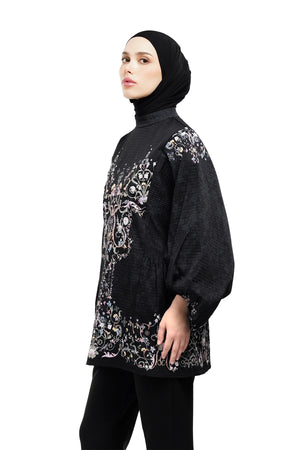 Serenata Gathered Blouse - Black