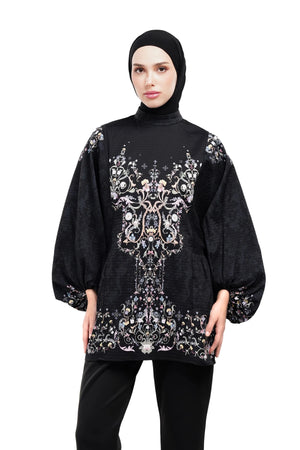 Serenata Gathered Blouse - Black