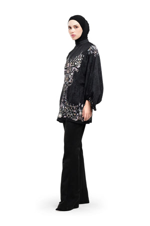 Serenata Gathered Blouse - Black