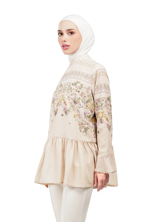 Serenata Peplum Blouse - Cream
