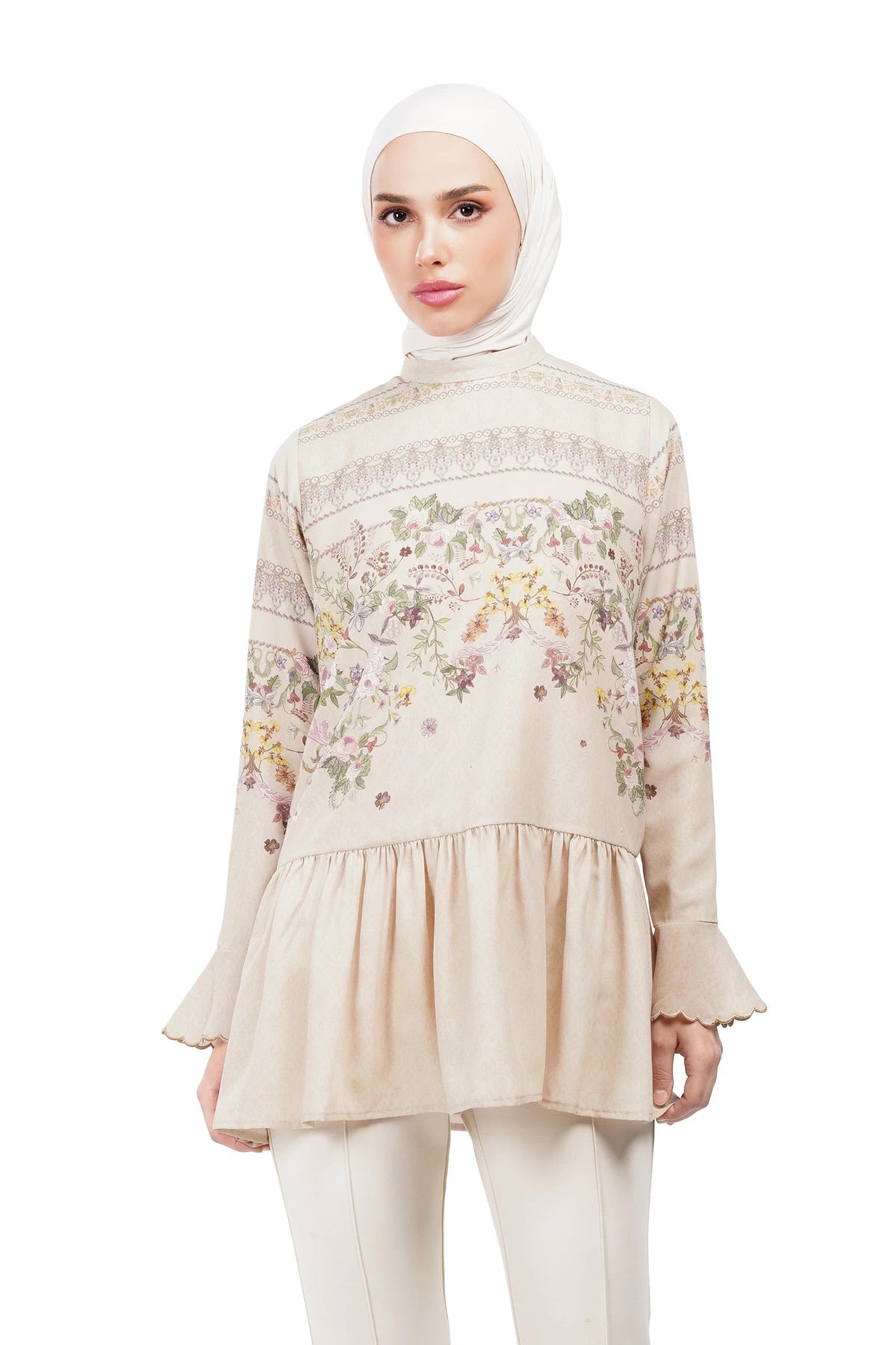 Serenata Peplum Blouse - Cream
