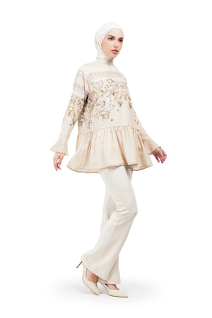Serenata Peplum Blouse - Cream