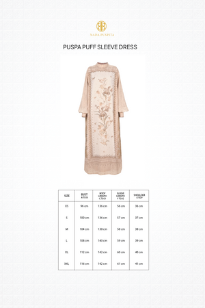 Puspa Puff Sleeve Dress - Beige