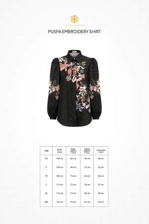 Puspa Embroidery Shirt - Black