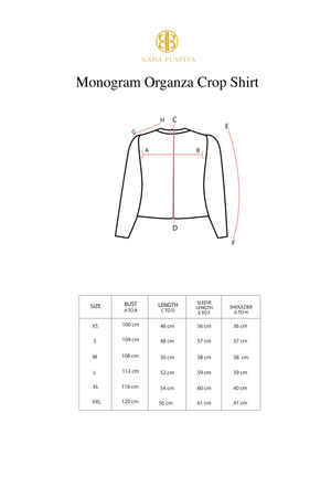 Monogram Organza Crop Shirt - Light Blue