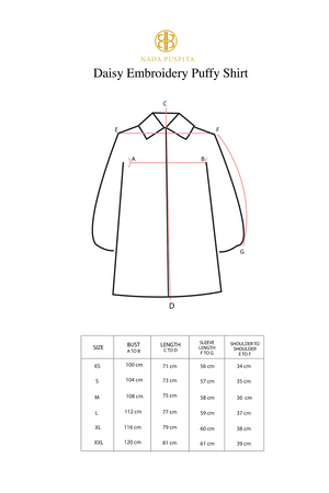 Daisy Embroidery Puffy Shirt - Beige