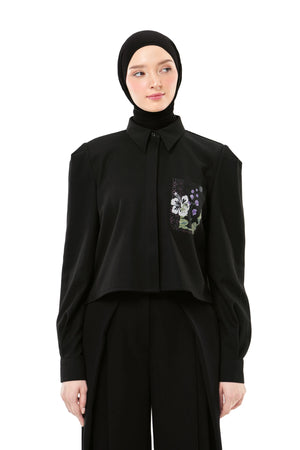 Sweet Escape Crop Shirt - Black