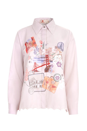 Sweet Escape Godet Shirt - Pink