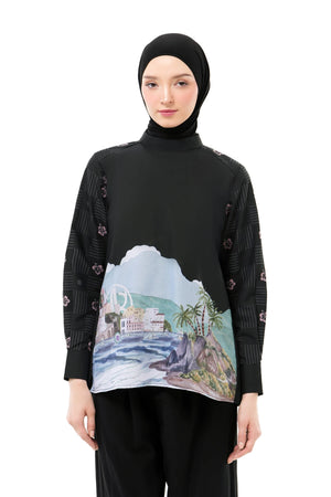 Sweet Escape Pleats Blouse - Black