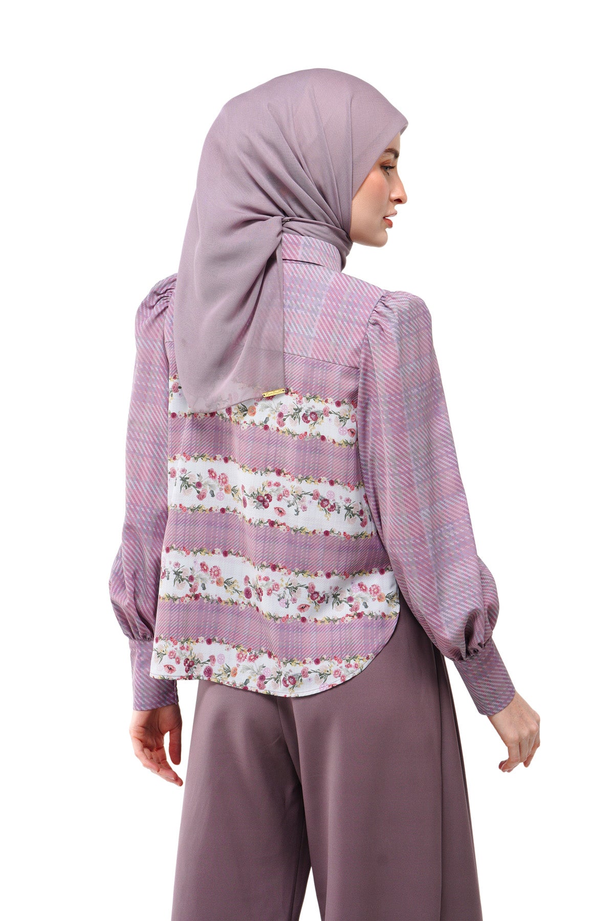 Tartan Fairy Crop Shirt - Dusty Pink - Nada Puspita