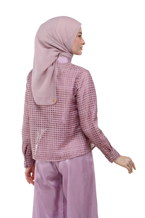 Tartan Fairy Peplum Outer - Dusty Pink