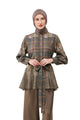 Tartan Fairy Peplum Shirt - Brown