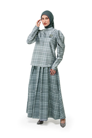 Tartan Fairy Puffy Blouse - Grey