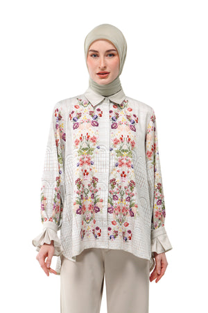 Tartan Fairy Ruffle Shirt - Cream