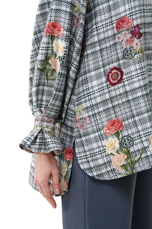 Tartan Fairy Ruffle Shirt - Grey