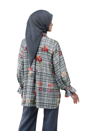 Tartan Fairy Ruffle Shirt - Grey