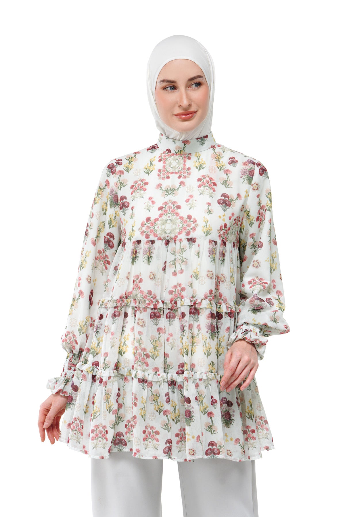 Tartan Fairy Tiered Blouse - Cream