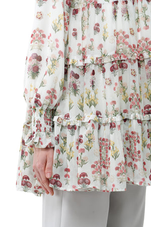 Tartan Fairy Tiered Blouse - Cream