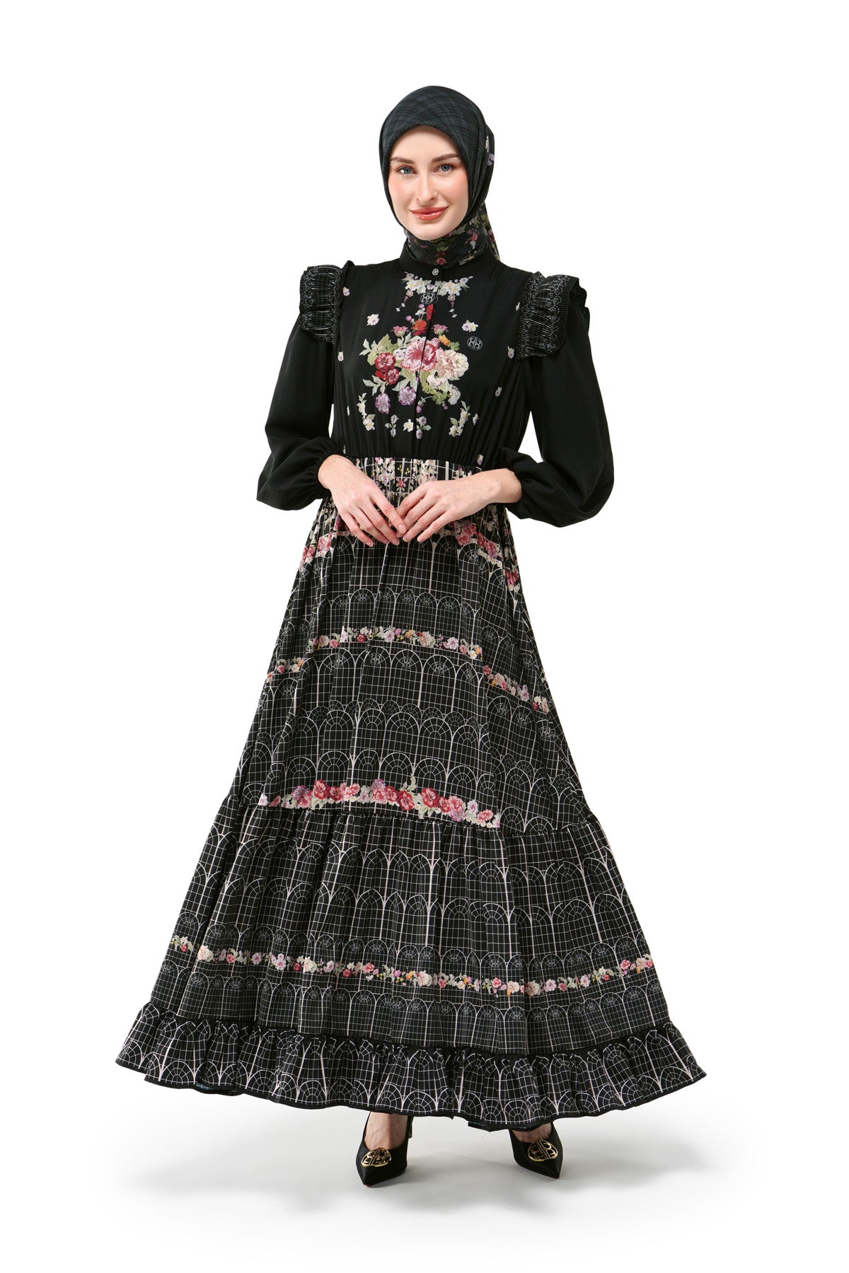 Tartan Fairy Tiered Dress - Black