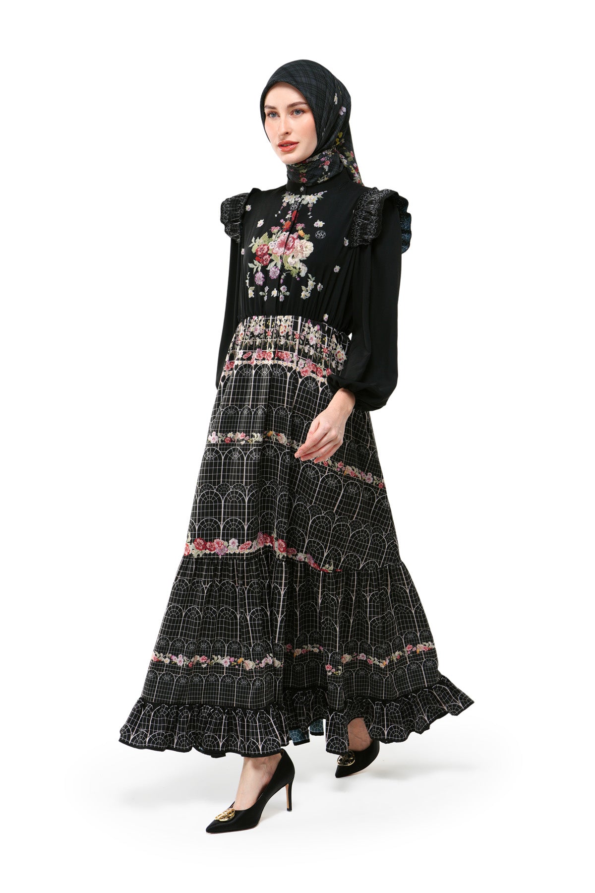 Tartan Fairy Tiered Dress - Black