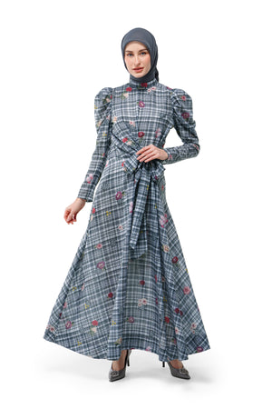 Tartan Fairy Wrap Dress - Grey