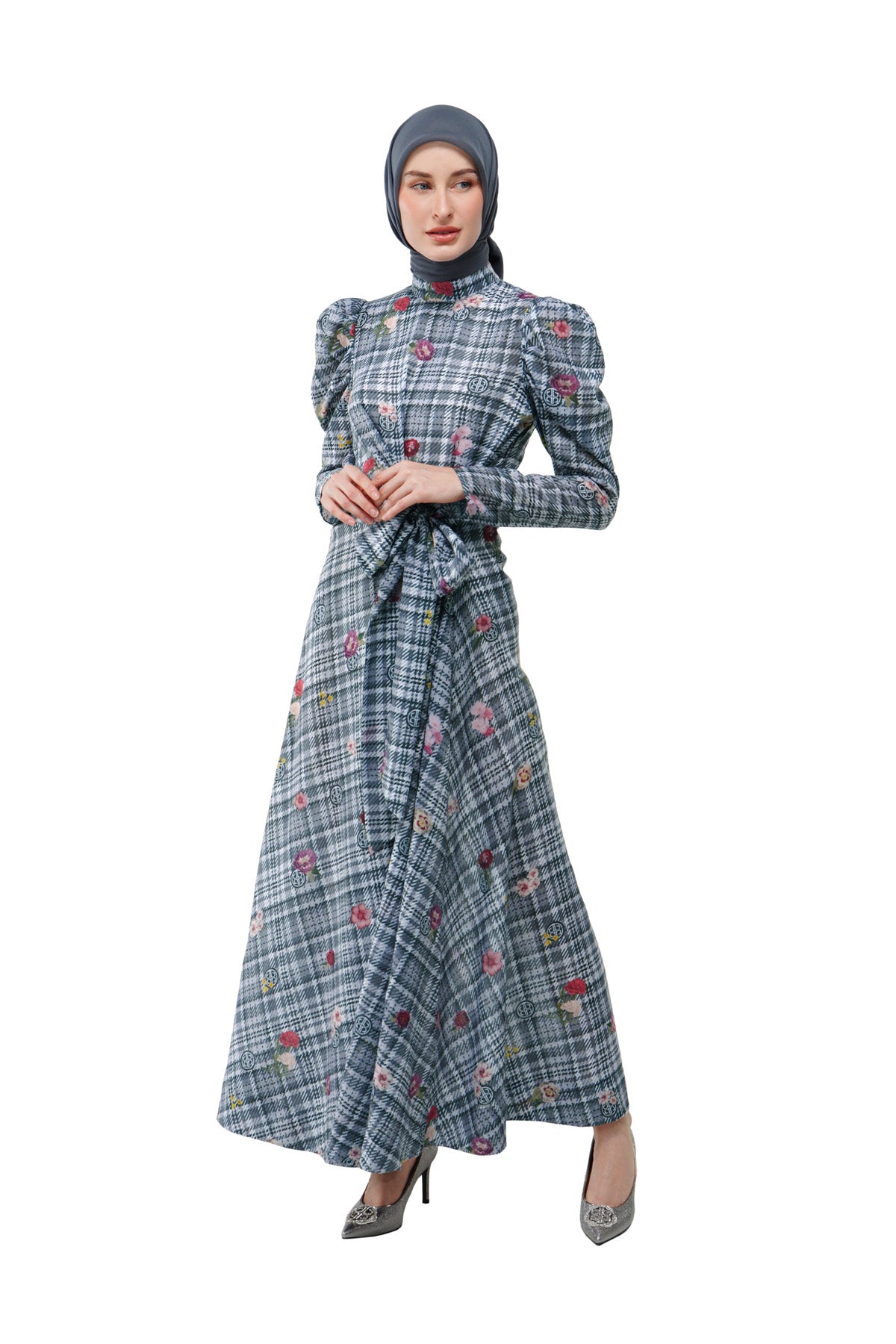 Tartan Fairy Wrap Dress - Grey