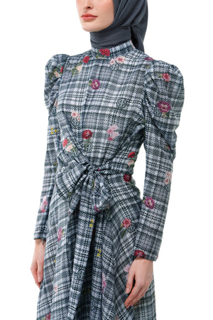 Tartan Fairy Wrap Dress - Grey
