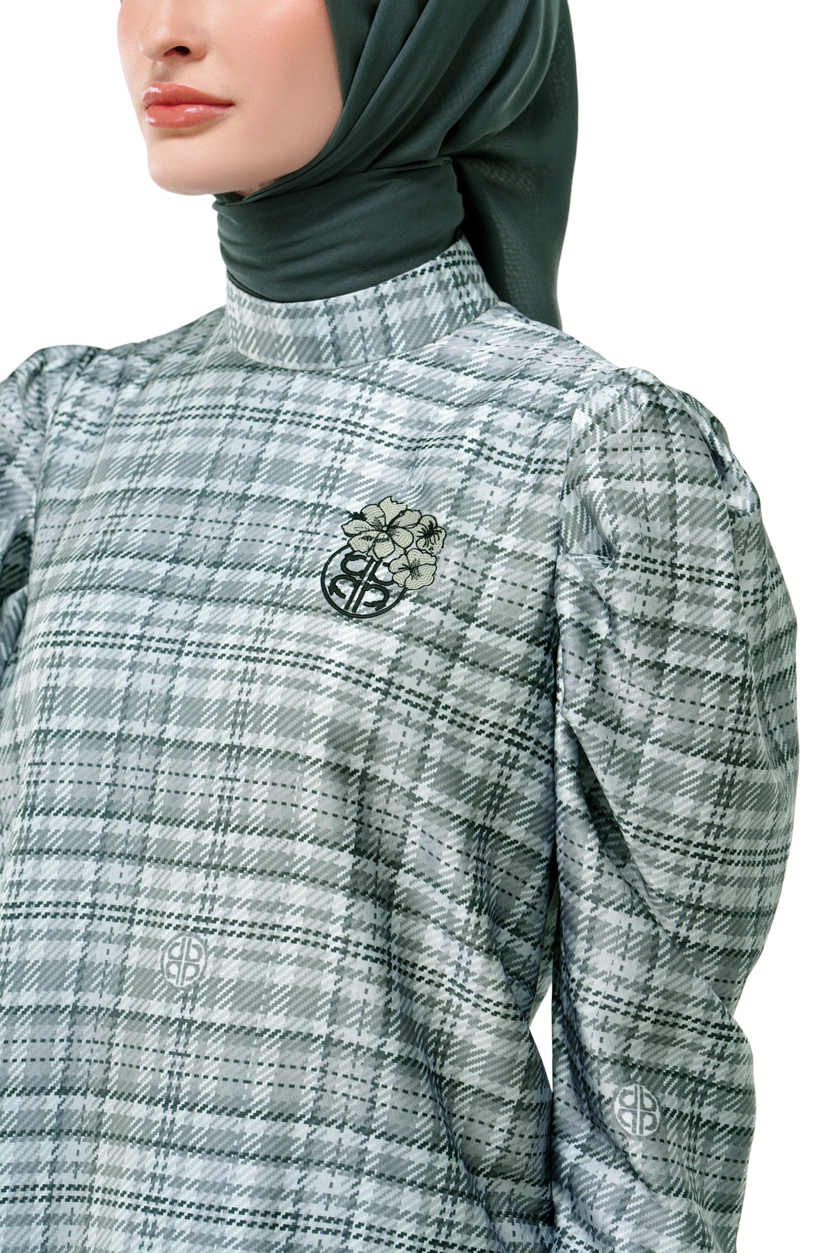Tartan Fairy Puffy Blouse - Grey - Nada Puspita